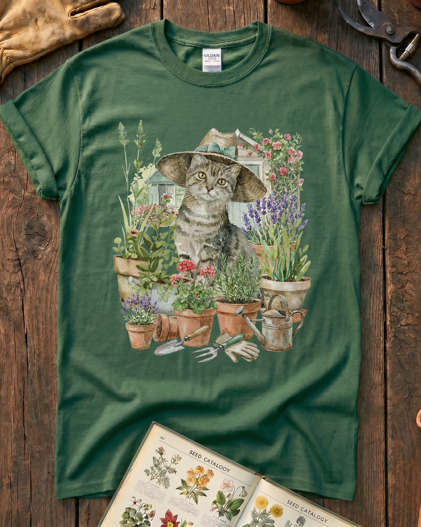 Cat And Plant T‑Shirt