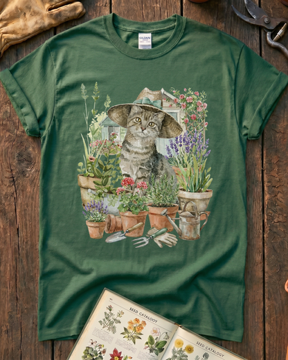 Cat And Plant T‑Shirt