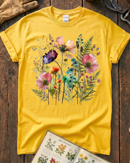 Watercolor Wildflower Garden T-Shirt