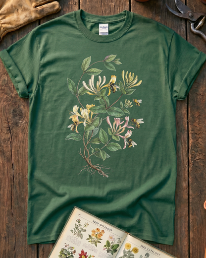Vintage Honeysuckle Flower Bee T‑Shirt