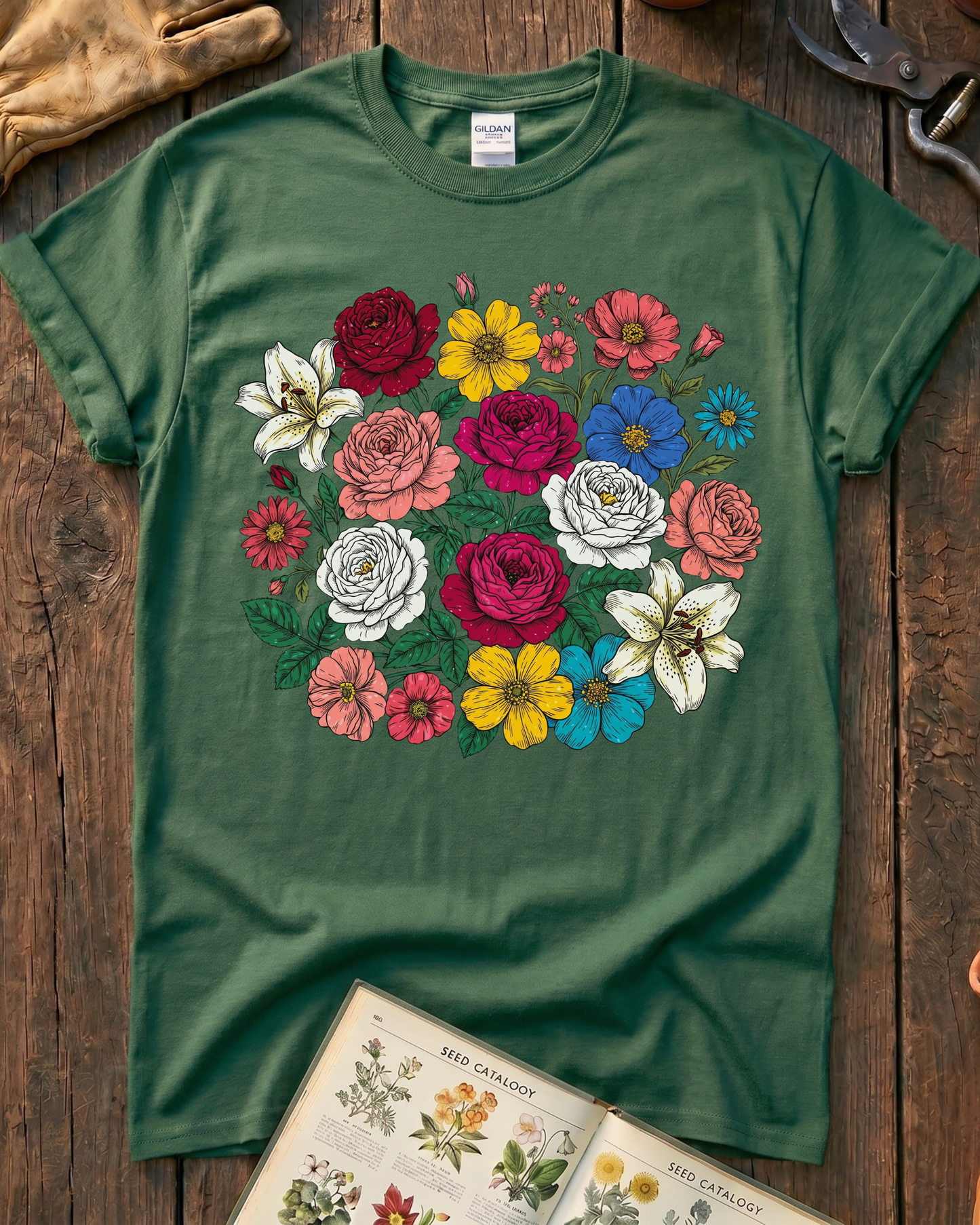 Vintage Pressed Flowers T‑Shirt