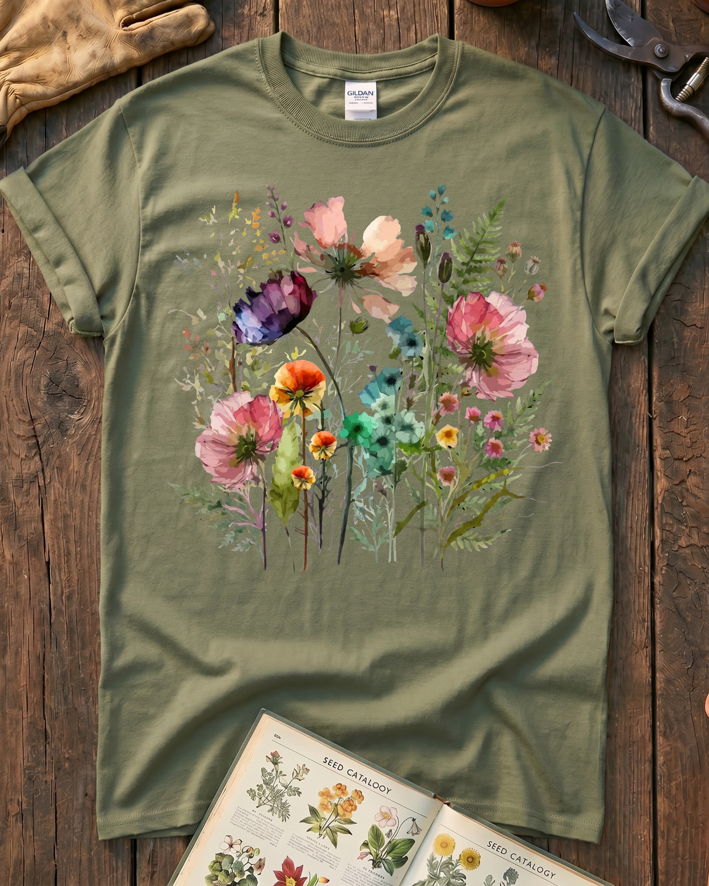 Watercolor Wildflower Garden T-Shirt
