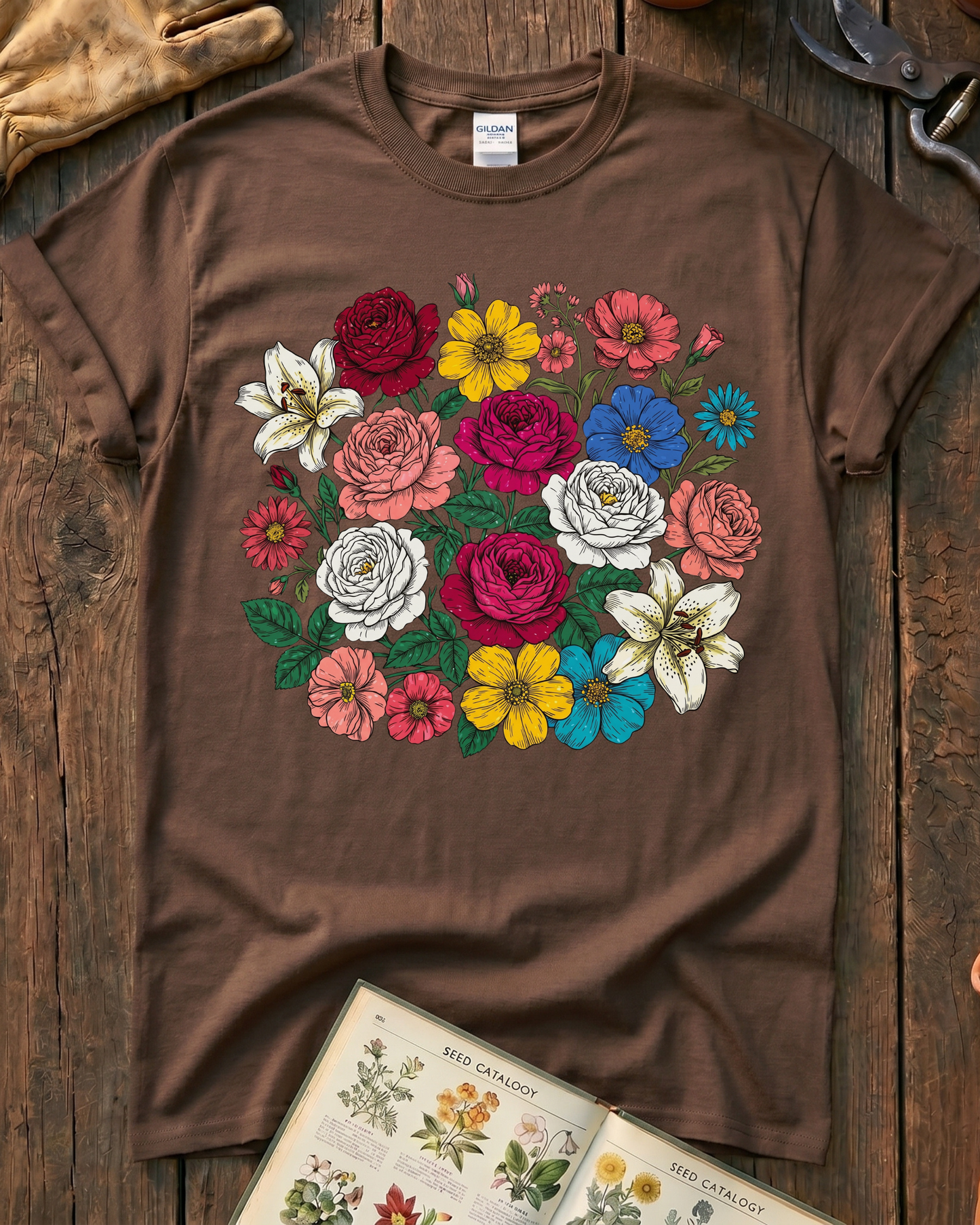 Vintage Pressed Flowers T‑Shirt
