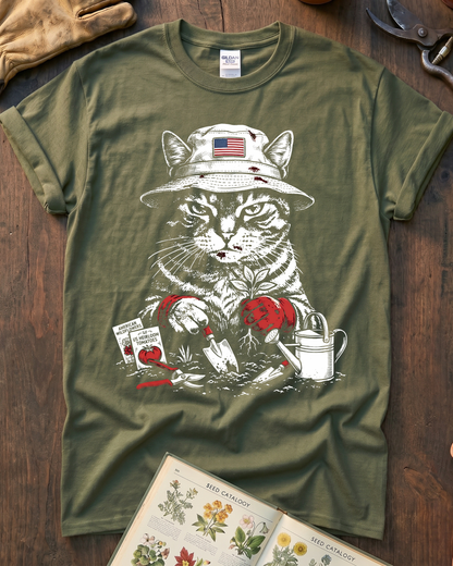 Vintage Tomato Cat Edible Gardening T-Shirt