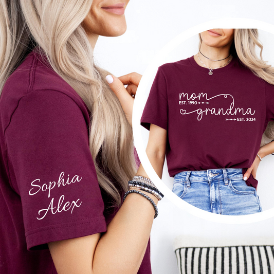 Custom Mom Grandma Est Year T-shirt