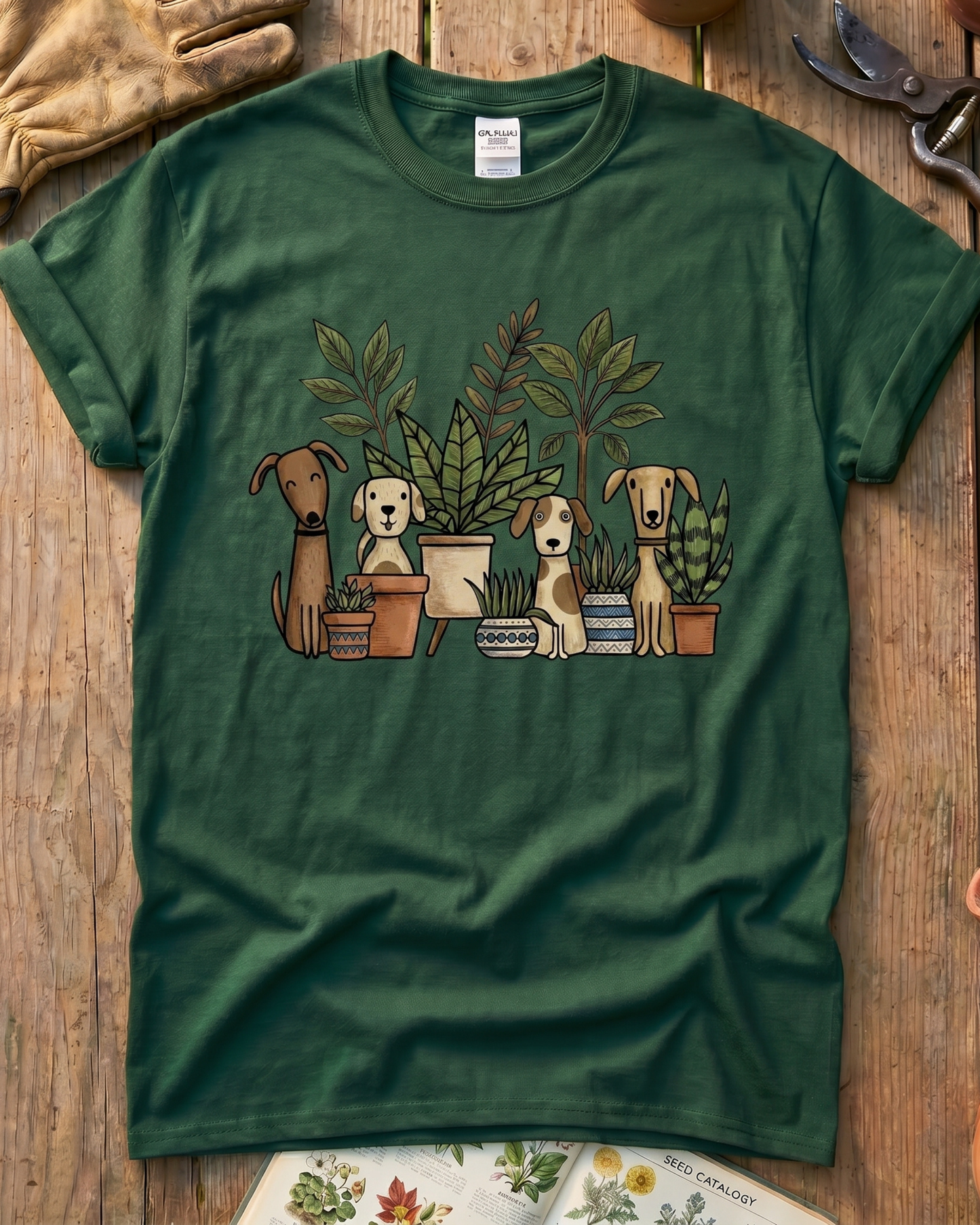 Women Dogs and Plants Lover T‑Shirt