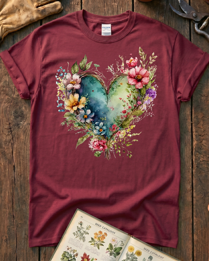 Floral Heart Garden T-Shirt
