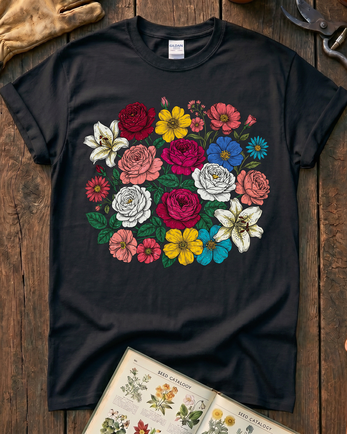 Vintage Pressed Flowers T‑Shirt
