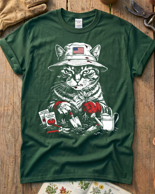 Vintage Tomato Cat Edible Gardening T-Shirt
