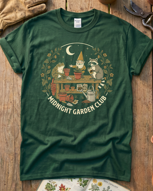 Funny Toad Raccoon Gnome Gardening Humor T-Shirt