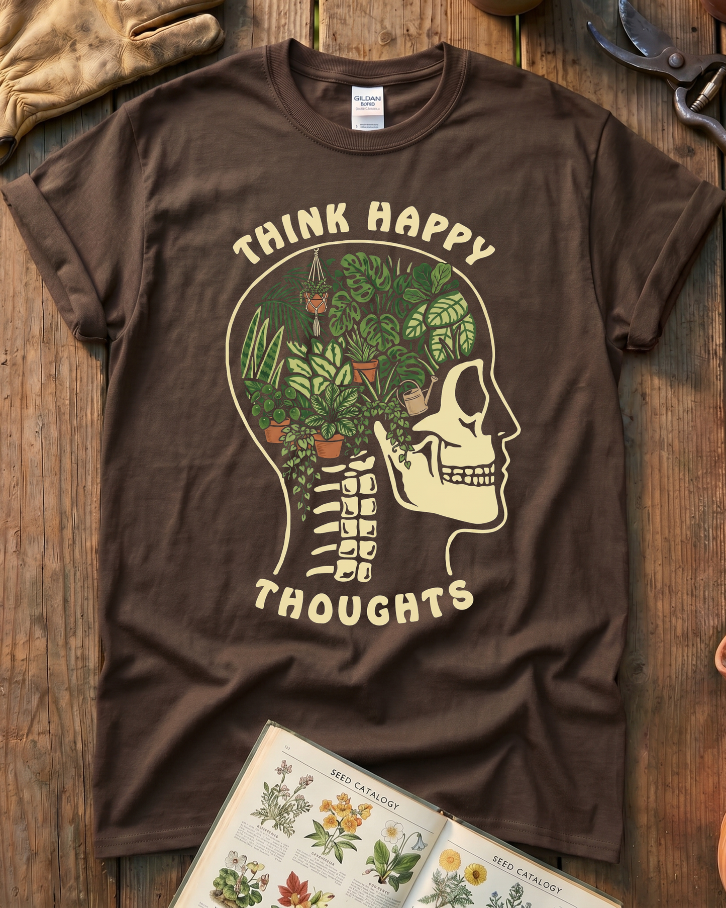 Think Happy Thoughts Plant T-Shirt