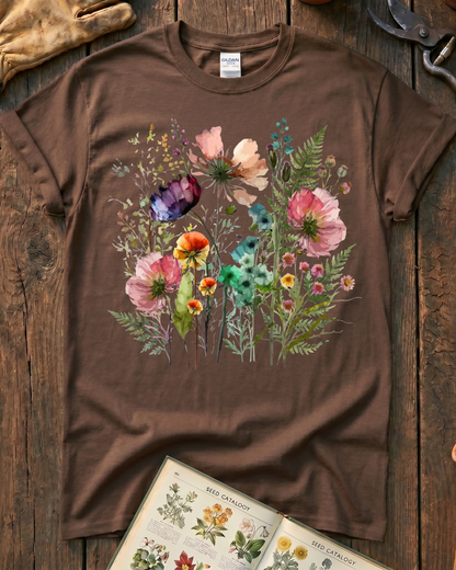 Watercolor Wildflower Garden T-Shirt