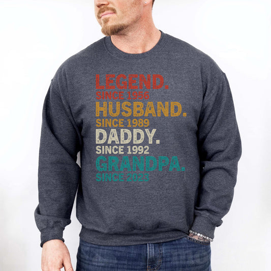 Personalisierbarer Papa Legend Husband Daddy Grandpa Since Sweatshirt