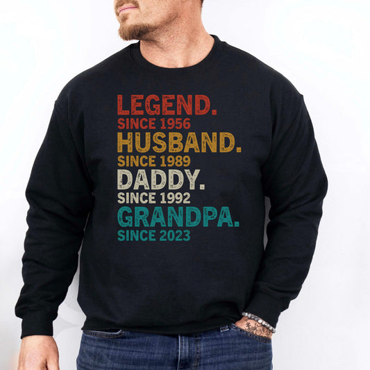 Personalisierbarer Papa Legend Husband Daddy Grandpa Since Sweatshirt